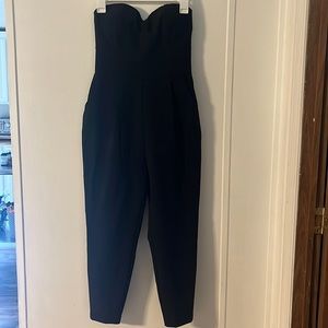 Cropped black strapless Jumpsuit
